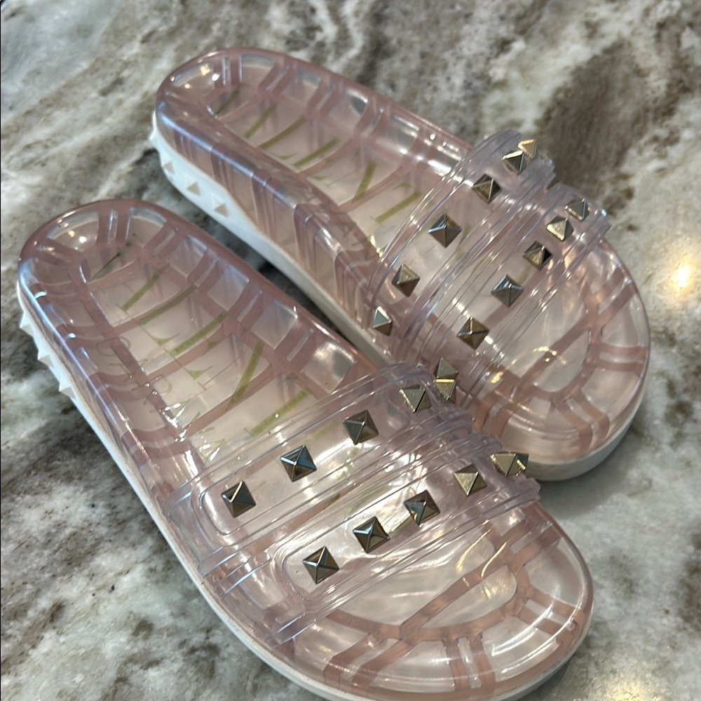 Studded Clear Slide Sandals size 35
